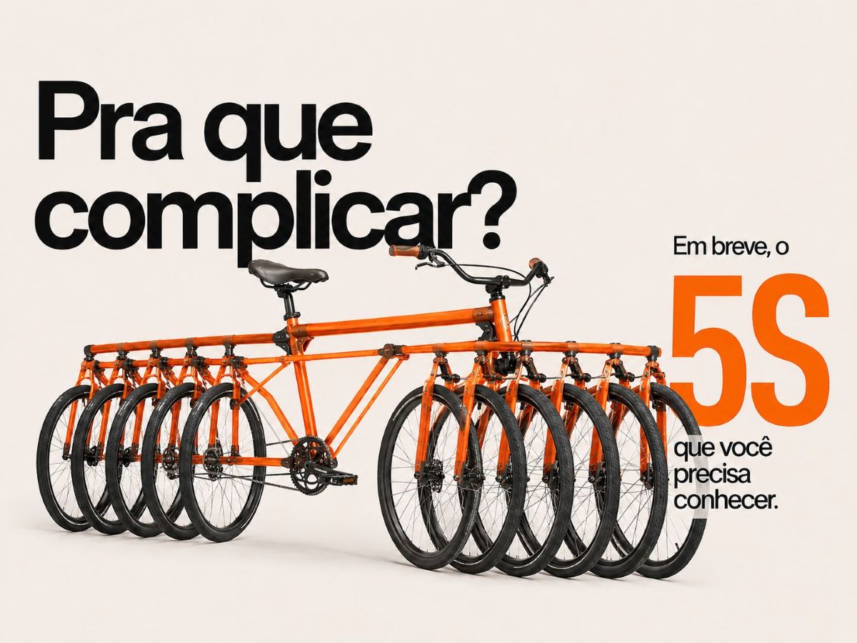 Sétima provocação visual da campanha Pra que complicar? — bicicleta laranja